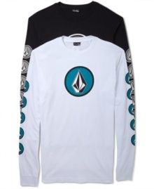 Layer up in this rad long sleeve graphic tee by Volcom.