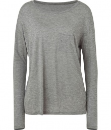 Bring effortless style to your casual daytime look with this long sleeve pocket tee from Vince - Round neck, long sleeves, single pocket at chest, relaxed fit - Pair with high waisted skinny jeans and embellished ballet flats