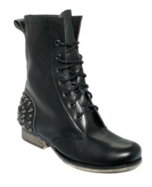 Studded details bring a brash sense of style to Betsey Johnson's Kinderr boots.