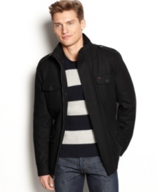 A military style jacket is a must fashion staple every man should have. Keep your style sharp and yourself warm in this stylish jacket by Levi's. Makes a great gift. A military style jacket is a must fashion staple every man should have. Keep your style sharp and yourself warm in this stylish jacket by Levi's. Makes a great gift.