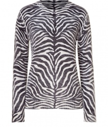 Luxe pullover in pure, black and white cashmere - Extremely soft, super-fine material feels great and looks just as good - Eye-catching, on-trend graphic zebra print - Slim cut tapers at waist, hits just below hips - Classic crew neck, piping detail at collar and shoulder seams - Dress up with a leather pencil skirt of wide-leg trousers - Go for a more casual look with skinny jeans and ballet flats Luxe pullover in pure, black and white cashmere - Extremely soft, super-fine material feels great and looks just as good - Eye-catching, on-trend graphic zebra print - Slim cut tapers at waist, hits just below hips - Classic crew neck, piping detail at collar and shoulder seams - Dress up with a leather pencil skirt of wide-leg trousers - Go for a more casual look with skinny jeans and ballet flats