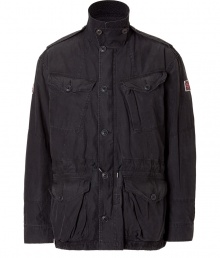 Perfect for transitional spring weather, this luxe parka brings high style without compromising comfort- Stand collar with front button detail, epaulets, front button placket, two chest and hip cargo pockets, drawstring waist, British flag patch on arm - Pair with an elevated jeans-and-tee ensemble and boots Perfect for transitional spring weather, this luxe parka brings high style without compromising comfort- Stand collar with front button detail, epaulets, front button placket, two chest and hip cargo pockets, drawstring waist, British flag patch on arm - Pair with an elevated jeans-and-tee ensemble and boots