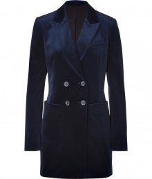 Finish your outfit on a festive note with Closeds rich navy velvet coat, an understated chic take on one of this seasons must-have looks - Peaked lapel, long sleeves, buttoned cuffs, double-breasted buttoned front, patch and slit pockets - Tailored fit - Perfect for finishing work to cocktail ensembles Finish your outfit on a festive note with Closeds rich navy velvet coat, an understated chic take on one of this seasons must-have looks - Peaked lapel, long sleeves, buttoned cuffs, double-breasted buttoned front, patch and slit pockets - Tailored fit - Perfect for finishing work to cocktail ensembles
