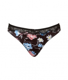 Stylish thong of fine black printed synthetic stretch - Luxurious floral print and lace hipband - Perfect, snug fit - Sweet, sexy, seductive - Fits under (almost) all outfits Stylish thong of fine black printed synthetic stretch - Luxurious floral print and lace hipband - Perfect, snug fit - Sweet, sexy, seductive - Fits under (almost) all outfits