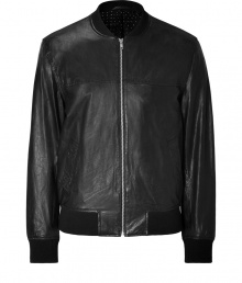 Bring high style to your day or night look with this short leather jacket from PS Paul Smith - Ribbed stand collar, front zip closure, slim fit, ribbed hem and cuffs - Wear with straight leg jeans, a tee, and trainers Bring high style to your day or night look with this short leather jacket from PS Paul Smith - Ribbed stand collar, front zip closure, slim fit, ribbed hem and cuffs - Wear with straight leg jeans, a tee, and trainers