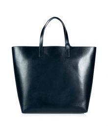 With its flawless smooth leather in a sophisticated shade of marine blue, Jil Sanders tote lends an exquiiste, streamlined finish to every outfit - Flat double top handles, zippered leather pouch attached to handle, tonal blue interior - Carry for work, shopping, or travel With its flawless smooth leather in a sophisticated shade of marine blue, Jil Sanders tote lends an exquiiste, streamlined finish to every outfit - Flat double top handles, zippered leather pouch attached to handle, tonal blue interior - Carry for work, shopping, or travel
