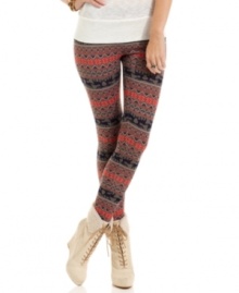 Cold-weather must-have: a fair-isle print brings wintery fun to Pink Rose's knit leggings! Cold-weather must-have: a fair-isle print brings wintery fun to Pink Rose's knit leggings!