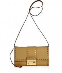 Easy-to-style and ultra chic, this Michael Kors clutch will take your style effortlessly from day-to-night - Envelope shape, stitched trim, gold-tone lock closure with logo, leather key charm - Perfect for early evening cocktails or a casual date look Easy-to-style and ultra chic, this Michael Kors clutch will take your style effortlessly from day-to-night - Envelope shape, stitched trim, gold-tone lock closure with logo, leather key charm - Perfect for early evening cocktails or a casual date look