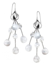 Lovely and luminous. Iridescent mother-of-pearl accents add an ethereal sensibility to these delicate drop earrings from Breil. Crafted in silver tone stainless steel. Approximate drop: 2-8/10 inches. Lovely and luminous. Iridescent mother-of-pearl accents add an ethereal sensibility to these delicate drop earrings from Breil. Crafted in silver tone stainless steel. Approximate drop: 2-8/10 inches.