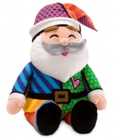 Jolly old St. Nick gets a modern makeover and plays you a musical tune in this plush toy from acclaimed Brazilian artist Romero Britto.