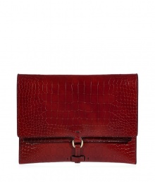 Streamlined and sophisticated in rich red embossed calf leather, Jil Sanders envelope clutch is an elegant way to incorporate color into your outfit - Buckled strap, front pocket, black lining - Carry as a pared down finish to modern-minimalist looks Streamlined and sophisticated in rich red embossed calf leather, Jil Sanders envelope clutch is an elegant way to incorporate color into your outfit - Buckled strap, front pocket, black lining - Carry as a pared down finish to modern-minimalist looks