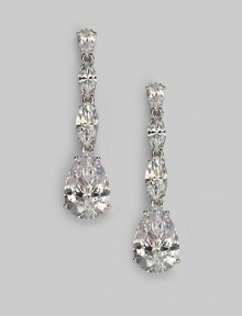EXCLUSIVELY AT SAKS. A dazzling linear drop design with pear shaped cubic zirconia stones.Cubic zironia Rhodium plated sterling silver Length, about 1¾ Width, about ½ Post and clutch backs Imported EXCLUSIVELY AT SAKS. A dazzling linear drop design with pear shaped cubic zirconia stones.Cubic zironia Rhodium plated sterling silver Length, about 1¾ Width, about ½ Post and clutch backs Imported
