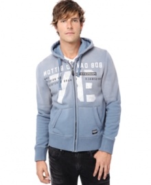 Sporty and stylish, this fleece hoodie by Buffalo David Bitton is the perfect layering piece for fall. Sporty and stylish, this fleece hoodie by Buffalo David Bitton is the perfect layering piece for fall.