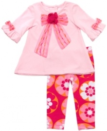 Details dazzle so she'll be the starlet of everyone's day in this vibrant shirt and legging set from Rare Editions. Details dazzle so she'll be the starlet of everyone's day in this vibrant shirt and legging set from Rare Editions.