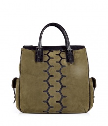 The classic tote gets a high style redux with Belstaffs embossed leather and suede Chesterfield bag - Classic tote shape, suede with snake embossed leather trim and decorative front detailing, side flap pockets, silver-tone hardware - Perfect for everyday use or pared-down off-duty cool The classic tote gets a high style redux with Belstaffs embossed leather and suede Chesterfield bag - Classic tote shape, suede with snake embossed leather trim and decorative front detailing, side flap pockets, silver-tone hardware - Perfect for everyday use or pared-down off-duty cool