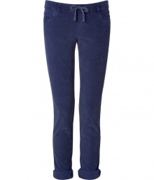 Stylish pants made ..of fine, dark gray corduroy stretch - From LA fashion label James Perse - Super sexy yet casual, it features a drawstring waist, skinny leg cut and relaxed cuffed legs - One back flap pocket - Pair with a vintage tee, cashmere cardigan and favorite flat sandals Stylish pants made ..of fine, dark gray corduroy stretch - From LA fashion label James Perse - Super sexy yet casual, it features a drawstring waist, skinny leg cut and relaxed cuffed legs - One back flap pocket - Pair with a vintage tee, cashmere cardigan and favorite flat sandals