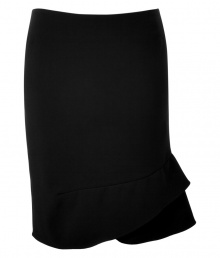 An asymmetric ruffle adds instant chic appeal to this pencil skirt from Vanessa Bruno - Fitted silhouette, asymmetric ruffle at hem, exposed back zip closure - Style with a tie-neck blouse or an oversized crop top with high heel booties