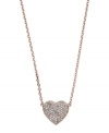 Wear your heart on your sleeve. Michael Kors' romantic pendant features pave-set glass accents set in rose gold tone mixed metal. Approximate length: 16 inches. Approximate drop length: 1/2 inches. Approximate drop width: 3/4 inch.