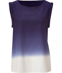 Sexy and sweet combine in this cotton-silk blend tank from Marc by Marc Jacobs - Features a wide scoop neckline, wide short sleeves with cuffs and a loose silhouette - Color fade from indigo to white creates a summery feel - Pair with black skinny jeans, wedges and mismatched silver jewelry