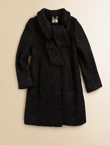 Adds a charming layer of warmth in eye-catching tinsel sparkle tweed with a cozy neck tie and convenient side pockets.Tie neckLong sleevesButton-frontSide pocketsFully linedWool/Viscose/PolyamideDry cleanMade in the USA of imported fabric Please note: Number of buttons may vary depending on size ordered. Adds a charming layer of warmth in eye-catching tinsel sparkle tweed with a cozy neck tie and convenient side pockets.Tie neckLong sleevesButton-frontSide pocketsFully linedWool/Viscose/PolyamideDry cleanMade in the USA of imported fabric Please note: Number of buttons may vary depending on size ordered.