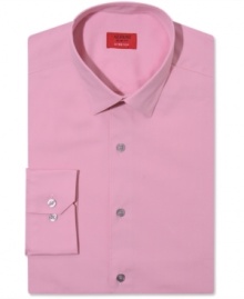 Get the most modern look with Alfani Spectrum. This slim-fit dress shirt instantly streamlines your look.