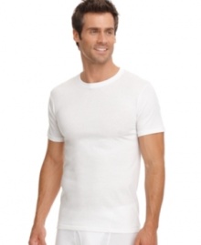 Comfort comes in all shapes and forms, yet this tee out does it all. Rising above the rest, our classic cotton crew provides the simple practicality you need to make it through the day. Tag-free, relaxed fit wears well under dress shirts or stands alone in laid-back style. Reinforced collar and lightweight feel give way to long-lasting shape and breathability. One less thing to worry about, rely on this tee to provide comfort and ease with every wear.