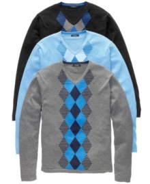 The shape of things to come. This diamond-patterned sweater from Alfani is the perfect switch when the weather turns. (Clearance) The shape of things to come. This diamond-patterned sweater from Alfani is the perfect switch when the weather turns. (Clearance)