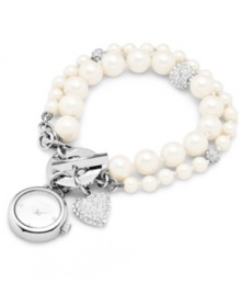 The pearl of your collection: this pretty pearl-wrapped timepiece from Carolee will steal your heart at first sight.