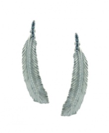 Totally trendy. Feathers are very much in fashion at the moment, and BCBGeneration intreprets them as a chic pair of earrings. Adorned with black glass accents near the post, they're set in silver tone mixed metal. Approximate drop: 2-1/4 inches. Totally trendy. Feathers are very much in fashion at the moment, and BCBGeneration intreprets them as a chic pair of earrings. Adorned with black glass accents near the post, they're set in silver tone mixed metal. Approximate drop: 2-1/4 inches.