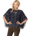 Layer on boho flair with this Free People woven crochet cape -- metallic details add a hint of modern shine!