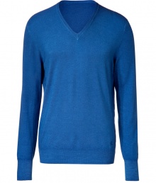 Bring bold style to the everyday with this vibrant pullover from Burberry Brit - V-neck, long sleeves, slim fit, ribbed cuffs and hem - Wear with straight leg jeans, a leather jacket, and biker-styled boots Bring bold style to the everyday with this vibrant pullover from Burberry Brit - V-neck, long sleeves, slim fit, ribbed cuffs and hem - Wear with straight leg jeans, a leather jacket, and biker-styled boots