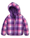 Choose the bright quilted side, or the sweet plaid side with this versatile, cozy North Face® reversible jacket.