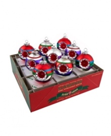 Reflect on happy holidays with this 1940's vintage-style Shiny Brite Jubilant Jolly set from Christopher Radko. Brilliant ball ornaments mixing red and green with nontraditional holiday colors bring new brilliance to the Christmas tree. Reflect on happy holidays with this 1940's vintage-style Shiny Brite Jubilant Jolly set from Christopher Radko. Brilliant ball ornaments mixing red and green with nontraditional holiday colors bring new brilliance to the Christmas tree.