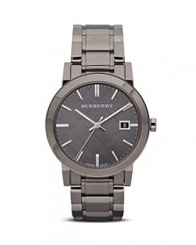 Burberry Stainless Steel Bracelet Watch with Checked Etching, 38mm