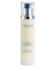 Recover the tone and suppleness of this most feminine area, especially susceptible to the signs of aging. Lifts and tightens slackened neck area. Fights against free radicals. Smoothes, tightens, and restructures the epidermis. Absorbs rapidly without staining or stickiness. Emulsion-gel texture, cools and protects. Specially formulated for the neck and decollete. 1.7 oz. pump bottle. 