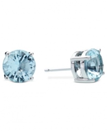 March gladness. Crislu's stud earrings dazzle with cubic zirconias (3 ct. t.w.) in the month of March's birthstone color, aquamarine. Crafted from silver-tone mixed metal. Approximate diameter: 1/2 inch.