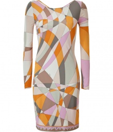 With a modern take on the classic Pucci print, this figure-hugging dress will enliven your office-to-evening style - Round neck, long sleeves, fitted silhouette, back cut out detail, all-over geometric print - Wear with wooden platform sandals and an oversized satchel With a modern take on the classic Pucci print, this figure-hugging dress will enliven your office-to-evening style - Round neck, long sleeves, fitted silhouette, back cut out detail, all-over geometric print - Wear with wooden platform sandals and an oversized satchel