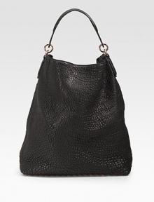 Rose goldtone hardware adds ladylike luxe to this textured leather look, with unexpected rows of metal feet.Top handle, 5½ drop Magnetic top closure Rows of metal feet One inside zip pocket Nylon lining 13W X 14H X 4D Imported Rose goldtone hardware adds ladylike luxe to this textured leather look, with unexpected rows of metal feet.Top handle, 5½ drop Magnetic top closure Rows of metal feet One inside zip pocket Nylon lining 13W X 14H X 4D Imported