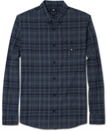 Preppy isn't in your vocabulary. This plaid shirt from DC Shoes is hip go-to when you need a downtown edge.