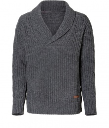 Work a luxe note into your casual look with Burberry Brits timeless classic ribbed shawl collar pullover - Shawl collar, cable knit long sleeves, ribbed body - Modern slim fit - Wear with jeans and tees, or with button-downs and cords Work a luxe note into your casual look with Burberry Brits timeless classic ribbed shawl collar pullover - Shawl collar, cable knit long sleeves, ribbed body - Modern slim fit - Wear with jeans and tees, or with button-downs and cords