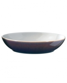 A true gem, the Amethyst pasta bowl is simply glazed but boldly hued, in deep indigo and crisp white from Denby's collection of dinnerware. The dishes can embrace their luxe color alone or they can be paired with the playful dots of Amethyst Stone for a well-balanced and uniquely customized table setting. A true gem, the Amethyst pasta bowl is simply glazed but boldly hued, in deep indigo and crisp white from Denby's collection of dinnerware. The dishes can embrace their luxe color alone or they can be paired with the playful dots of Amethyst Stone for a well-balanced and uniquely customized table setting.