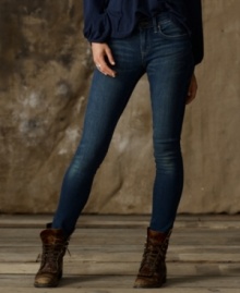 Denim & Supply Ralph Lauren's stretch cotton jeans are sleek and contoured like a legging, but it follows in the footsteps of your favorite denim styles with whiskering and fading at the points of wear for a chic, worn-in look.