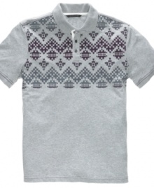 Get preppy. This polo-style Sean John shirt is patterned to add a touch of sophistication to any outfit.