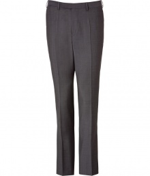Elegant trousers in fine charcoal gray wool - Slim, straight cut, with flattering pleats - Two diagonal pockets side - High quality and wonderfully comfortable - Timeless design youll wear forever - Pair with cashmere pullover or classic button-down and matching jacket Elegant trousers in fine charcoal gray wool - Slim, straight cut, with flattering pleats - Two diagonal pockets side - High quality and wonderfully comfortable - Timeless design youll wear forever - Pair with cashmere pullover or classic button-down and matching jacket