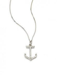 THE LOOKBrilliant Collection.11 tcw diamond anchor pendant14k white gold pendant and chainLobster claspTHE MEASUREMENTPendant length, about ½Length, about 16ORIGINMade in USA