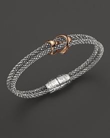 Rhodium and 18K white gold strands are detailed with gleaming 18K rose gold links on this timelessly modern Di MODOLO bracelet.