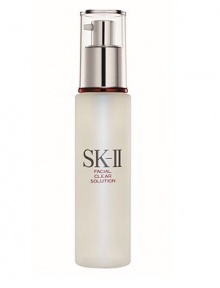 This light, quick-absorbing gel emulsion, with a Sebu-Marine Complex and Pitera, moisturizes and refines texture while minimizing oily shine that can make pores more noticeable. Facial Clear Solution leaves skin feeling refreshed, hydrated and smooth. 3.4 oz. This light, quick-absorbing gel emulsion, with a Sebu-Marine Complex and Pitera, moisturizes and refines texture while minimizing oily shine that can make pores more noticeable. Facial Clear Solution leaves skin feeling refreshed, hydrated and smooth. 3.4 oz.