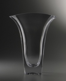 Mimicking a modern lily, this crystal vase from Nambé lithely rises to the dramatic occasion.  9 Height.