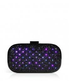 Dotted with flashing LED lights and playfully packaged like a toy, Anya Hindmarchs seasonal Marano Dancer clutch is a dazzling take on this favorite style - Press at corner to activate lights, on/off switch in battery pack concealed in inside zip pocket, comes with a replacement battery - Gunmetal-toned frame with logo clasp, black glitter, inside back wall zippered pocket, black suede interior - Pair with flirty cocktail dresses and jet black heels Dotted with flashing LED lights and playfully packaged like a toy, Anya Hindmarchs seasonal Marano Dancer clutch is a dazzling take on this favorite style - Press at corner to activate lights, on/off switch in battery pack concealed in inside zip pocket, comes with a replacement battery - Gunmetal-toned frame with logo clasp, black glitter, inside back wall zippered pocket, black suede interior - Pair with flirty cocktail dresses and jet black heels