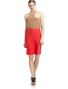 THE LOOKTopstitched waistSeam details Vented slit with sheer panel accentBack sheer triangle panelsTHE FITAbout 22 longTHE MATERIALSilkContrast: silkCARE & ORIGINDry cleanMade in ItalyModel shown is 5'10 (177cm) wearing US size 4. 
